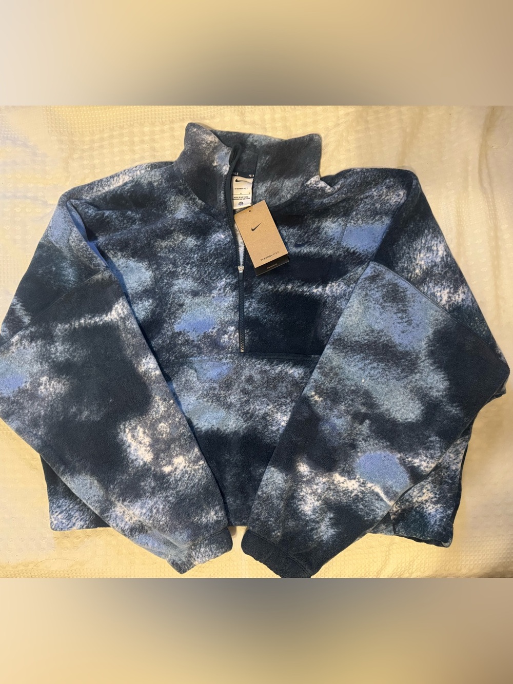 Nike Blue & Navy Tie-Dye Half-Zip Fleece Pullover